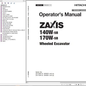 Hitachi Hydraulic Excavator ZX140W 5B Operators Manual ENMLBA 1 3