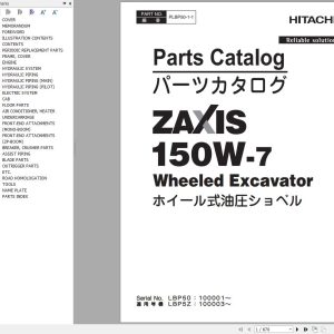 Hitachi Hydraulic Excavator ZX150W 7 Parts Catalog EN JP