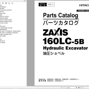 Hitachi Hydraulic Excavator ZX160LC 5B Parts Catalog EN JP