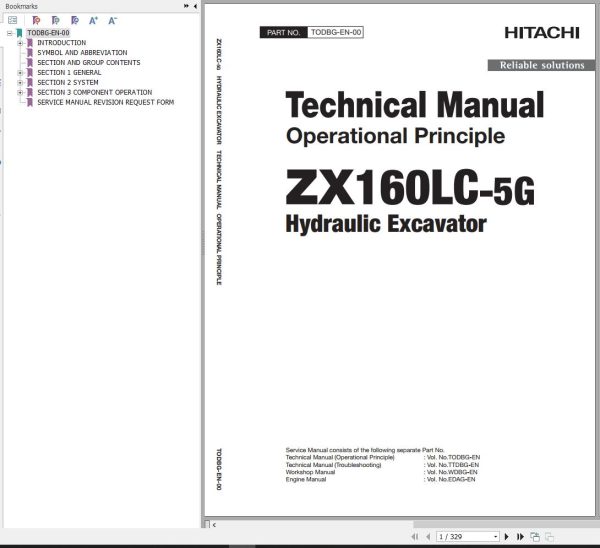 Hitachi Hydraulic Excavator ZX160LC 5G Technical Manual