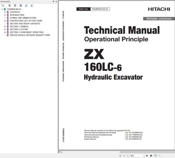 Hitachi Hydraulic Excavator ZX160LC 6 Technical Manual