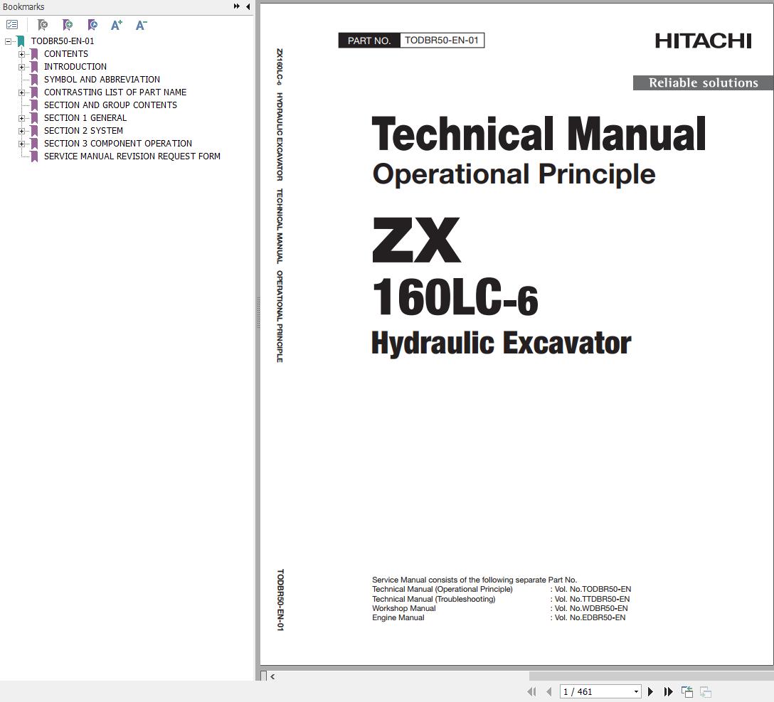 Hitachi Hydraulic Excavator ZX160LC 6 Technical Manual