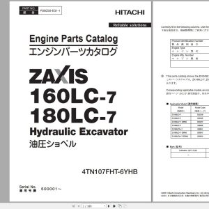Hitachi Hydraulic Excavator ZX160LC 7 Parts Catalog EN JP