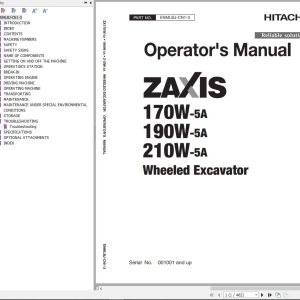 Hitachi Hydraulic Excavator ZX170W 5A Operators Manual ENMLBJ CN1 3
