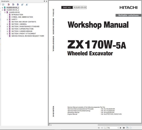 Hitachi Hydraulic Excavator ZX170W 5A Workshop Manual