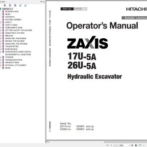 Hitachi Hydraulic Excavator ZX17U 5A ZX19U 5A Operators Manual