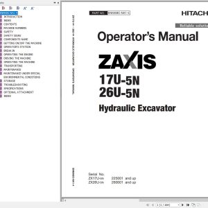 Hitachi Hydraulic Excavator ZX17U 5N Operators Manual ENMABC NA1 4