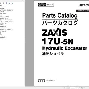 Hitachi Hydraulic Excavator ZX17U 5N Parts Catalog EN JP