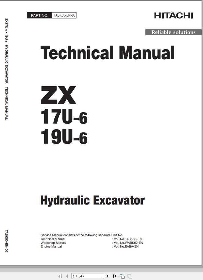 Hitachi Hydraulic Excavator ZX17U 6 ZX19U 6 Technical Manual TABK50 EN 00
