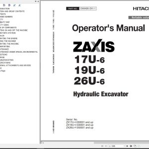 Hitachi Hydraulic Excavator ZX17U 6 ZX19U 6 ZX26U 6 Operators Manual