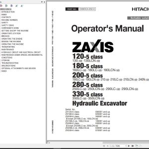 Hitachi Hydraulic Excavator ZX180LC 5B ZX180LCN 5B Operators Manual