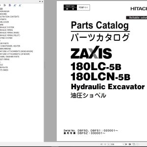 Hitachi Hydraulic Excavator ZX180LC 5B ZX180LCN 5B Parts Catalog EN JP