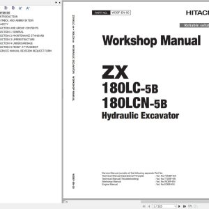 Hitachi Hydraulic Excavator ZX180LC 5B ZX180LCN 5B Workshop Manual