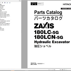Hitachi Hydraulic Excavator ZX180LC 5G ZX180LCN 5G Parts Catalog EN JP
