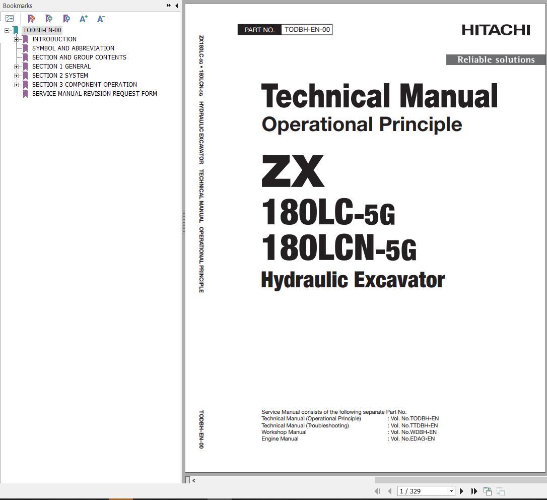 Hitachi Hydraulic Excavator ZX180LC 5G ZX180LCN 5G Technical Manual