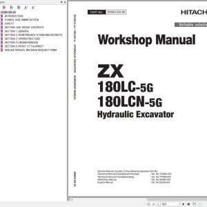 Hitachi Hydraulic Excavator ZX180LC 5G ZX180LCN 5G Workshop Manual