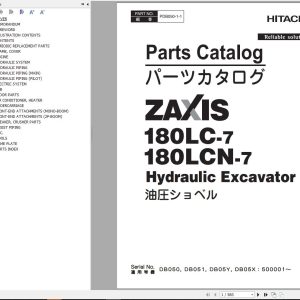 Hitachi Hydraulic Excavator ZX180LC 7 Parts Catalog EN JP