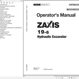 Hitachi Hydraulic Excavator ZX19 6 Operators Manual ENMABL EN1 1