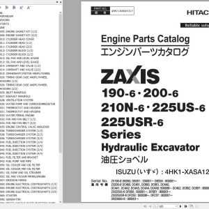 Hitachi Hydraulic Excavator ZX190 6 to ZX225USR 6 Series Engine Parts Catalog