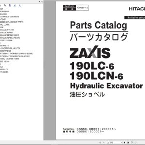 Hitachi Hydraulic Excavator ZX190LC 6 ZX190LCN 6 Parts Catalog PDBS50 1 2