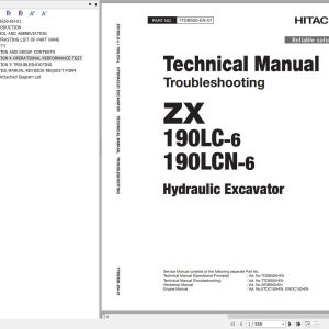 Hitachi Hydraulic Excavator ZX190LC 6 ZX190LCN 6 Technical Manual