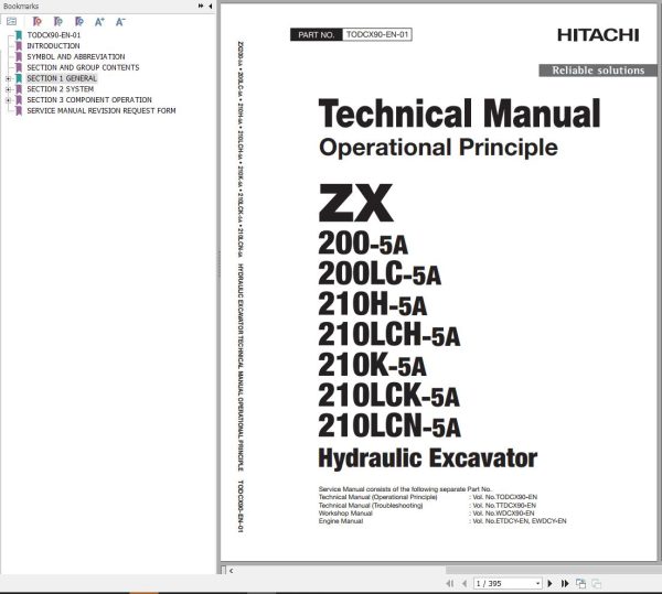 Hitachi Hydraulic Excavator ZX200 5A ZX200LC 5A Technical Manual