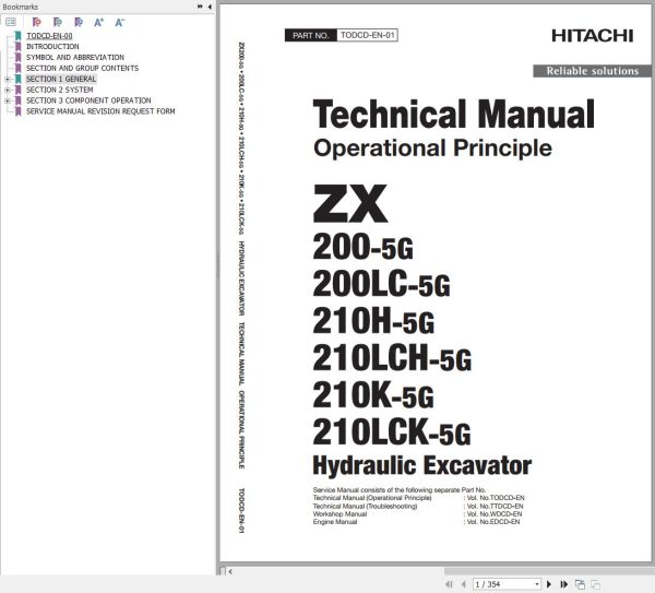 Hitachi Hydraulic Excavator ZX200 5G ZX200LC 5G Technical Manual