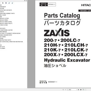 Hitachi Hydraulic Excavator ZX200 7 Parts Catalog EN JP