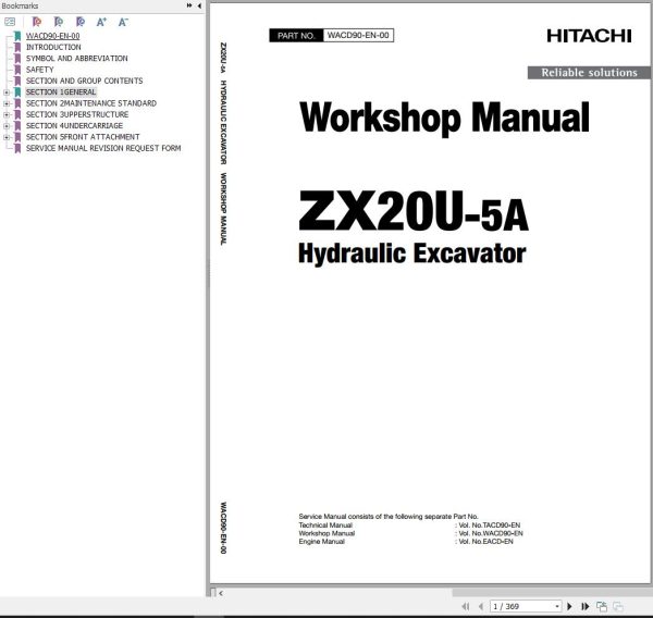 Hitachi Hydraulic Excavator ZX20U 5A Workshop Manual WACD90 EN 00
