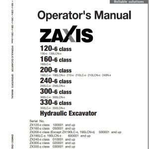 Hitachi Hydraulic Excavator ZX210 6 ZX210LC 6 ZX210LCN 6 ZX240N 6 Operators Manual