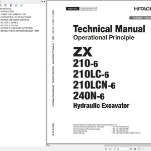 Hitachi Hydraulic Excavator ZX210 6 ZX210LC 6 ZX210LCN 6 ZX240N 6 Technical Manual