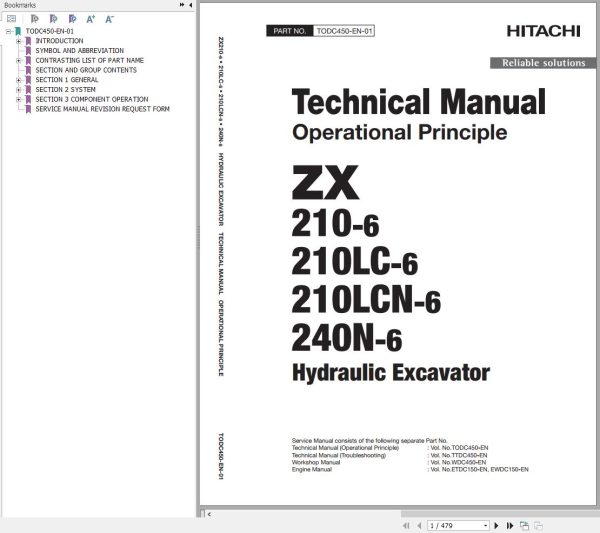 Hitachi Hydraulic Excavator ZX210 6 ZX210LC 6 ZX210LCN 6 ZX240N 6 Technical Manual