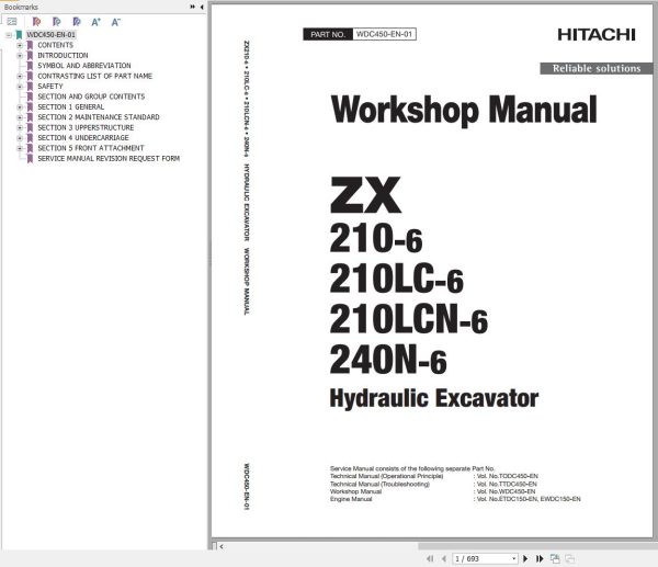 Hitachi Hydraulic Excavator ZX210 6 ZX210LC 6 ZX210LCN 6 ZX240N 6 Workshop Manual