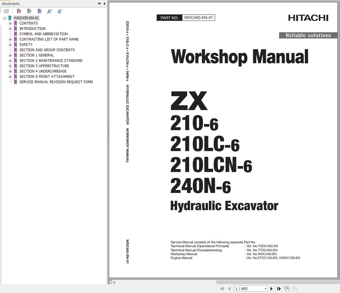 Hitachi Hydraulic Excavator ZX210 6 ZX210LC 6 ZX210LCN 6 ZX240N 6 Workshop Manual