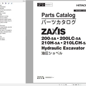 Hitachi Hydraulic Excavator ZX210H 5A ZX210LCH 5A ZX210K 5A ZX210LCK 5A Parts Catalog