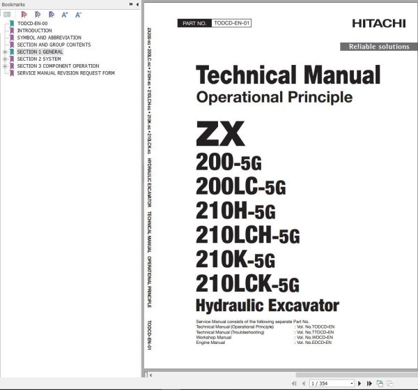Hitachi Hydraulic Excavator ZX210LCH 5G Technical Manual TODCD EN 01