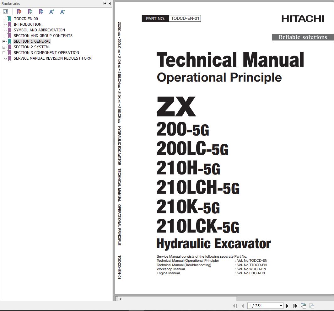 Hitachi Hydraulic Excavator ZX210LCH 5G Technical Manual TODCD EN 01