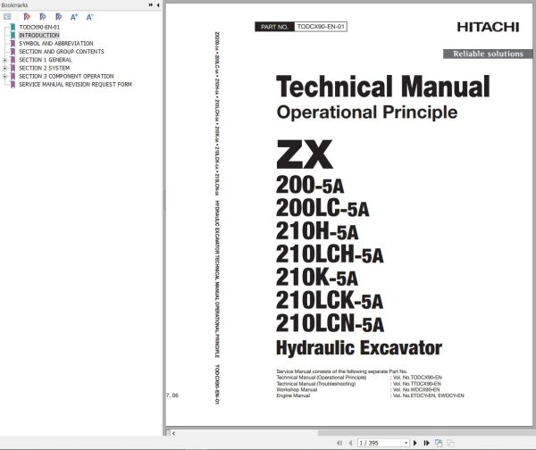 Hitachi Hydraulic Excavator ZX210LCN 5A Technical Manual