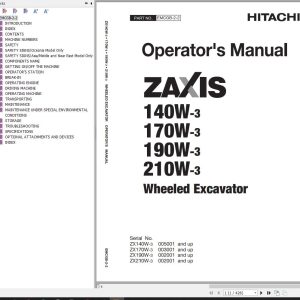 Hitachi Hydraulic Excavator ZX210W 3 Operators and Maintenance Manual
