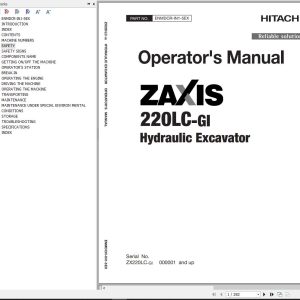 Hitachi Hydraulic Excavator ZX220LC GI Operators Manual ENMDCR IN1 5EX