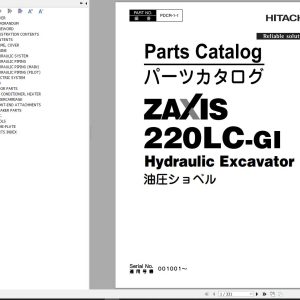 Hitachi Hydraulic Excavator ZX220LC GI Parts Catalog EN JP