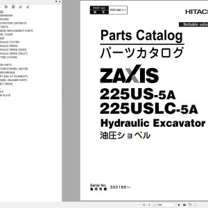 Hitachi Hydraulic Excavator ZX225US 5A ZX225USLC 5A Parts Catalog EN JP