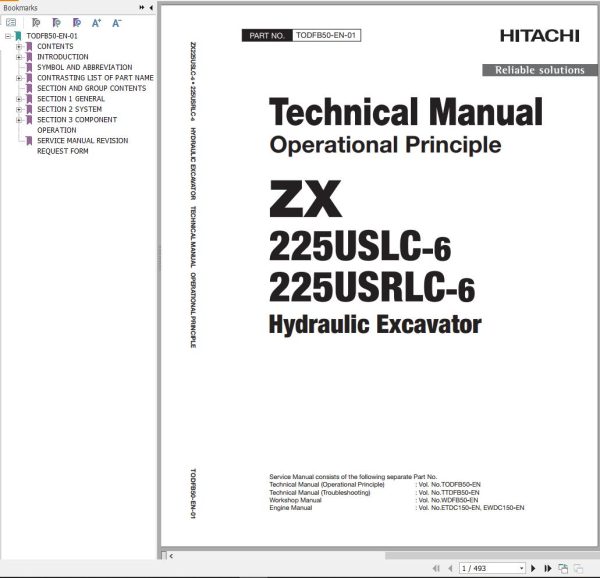 Hitachi Hydraulic Excavator ZX225USLC 6 ZX225USRLC 6 Technical Manual