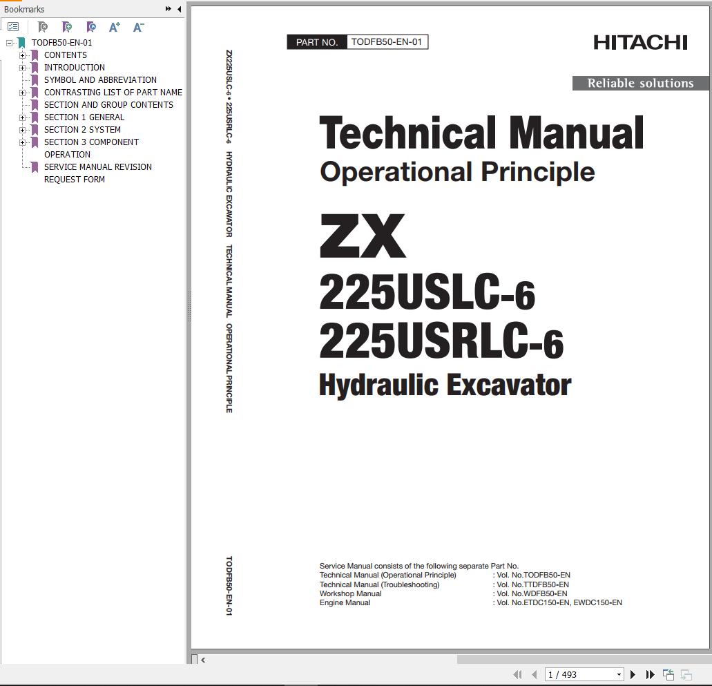 Hitachi Hydraulic Excavator ZX225USLC 6 ZX225USRLC 6 Technical Manual