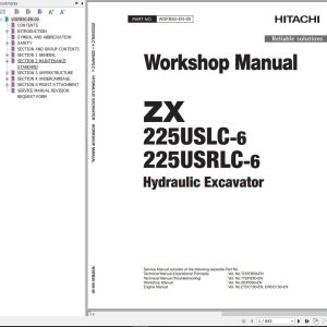 Hitachi Hydraulic Excavator ZX225USLC 6 ZX225USRLC 6 Workshop Manual