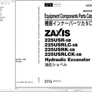 Hitachi Hydraulic Excavator ZX225USR 5B to ZX225USRLCK 5B Parts Catalog EN JP