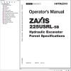 Hitachi Hydraulic Excavator ZX225USRL 5B Operators Manual