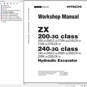Hitachi Hydraulic Excavator ZX230 3 ZX240 3G Series Workshop Manual WBWD E 00