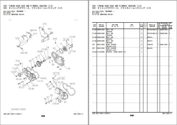 Hitachi Hydraulic Excavator ZX230 ZX240 3G Series Engine Parts Catalog 6GB1 TRA01 11 EN JP 1