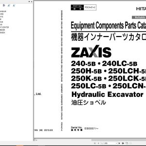 Hitachi Hydraulic Excavator ZX240 5B ZX240LC 5B Parts Catalog EN JP
